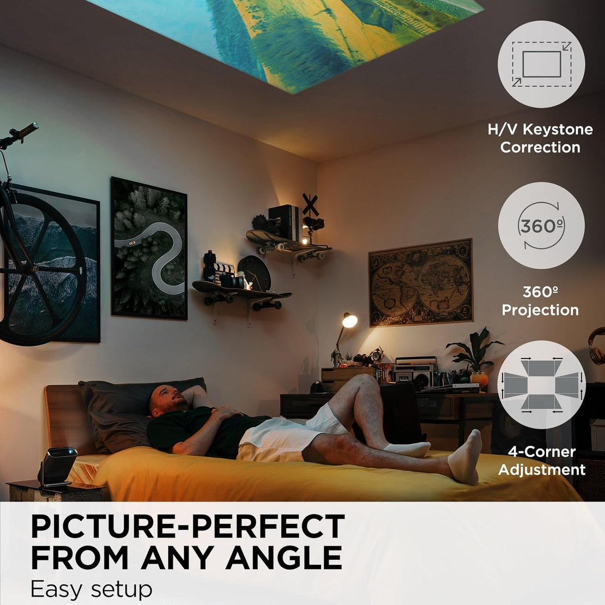 ViewSonic M1X Smart LED Portable Projector with Harman Kardon Speakers
