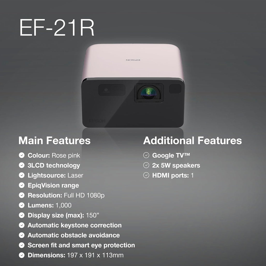 Epson EF-21 Mini Smart Laser Projector