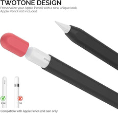 Mizi (2 Pack) Case for Apple Pencil 2nd Generation & Apple Pencil Pro (2024) Cover Premium Silicone Sleeve Skin, USB Charging/Double Tap & Attaching Magnetically - (Black/Orange)