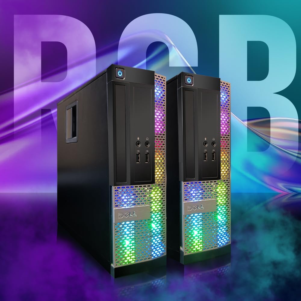 Dell OptiPlex Desktop PC, Intel Core i7-4790 up to 3.8GHz, 16GB DDR3 RAM, 512GB SSD, 22" FHD LED Monitor, RGB Keyboard & Mouse, RGB BT Sound Bar, Webcam, WiFi, BT 5.0, Windows 10 Pro