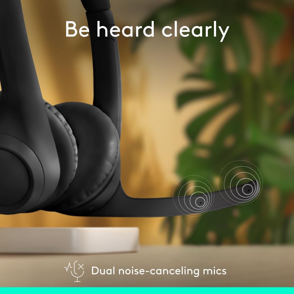 Logitech Zone 300 Wireless Bluetooth Headset With Noise-Cancelling Microphone, Compatible with Windows, Mac, Chrome, Linux, iOS, iPadOS, Android – Midnight Black