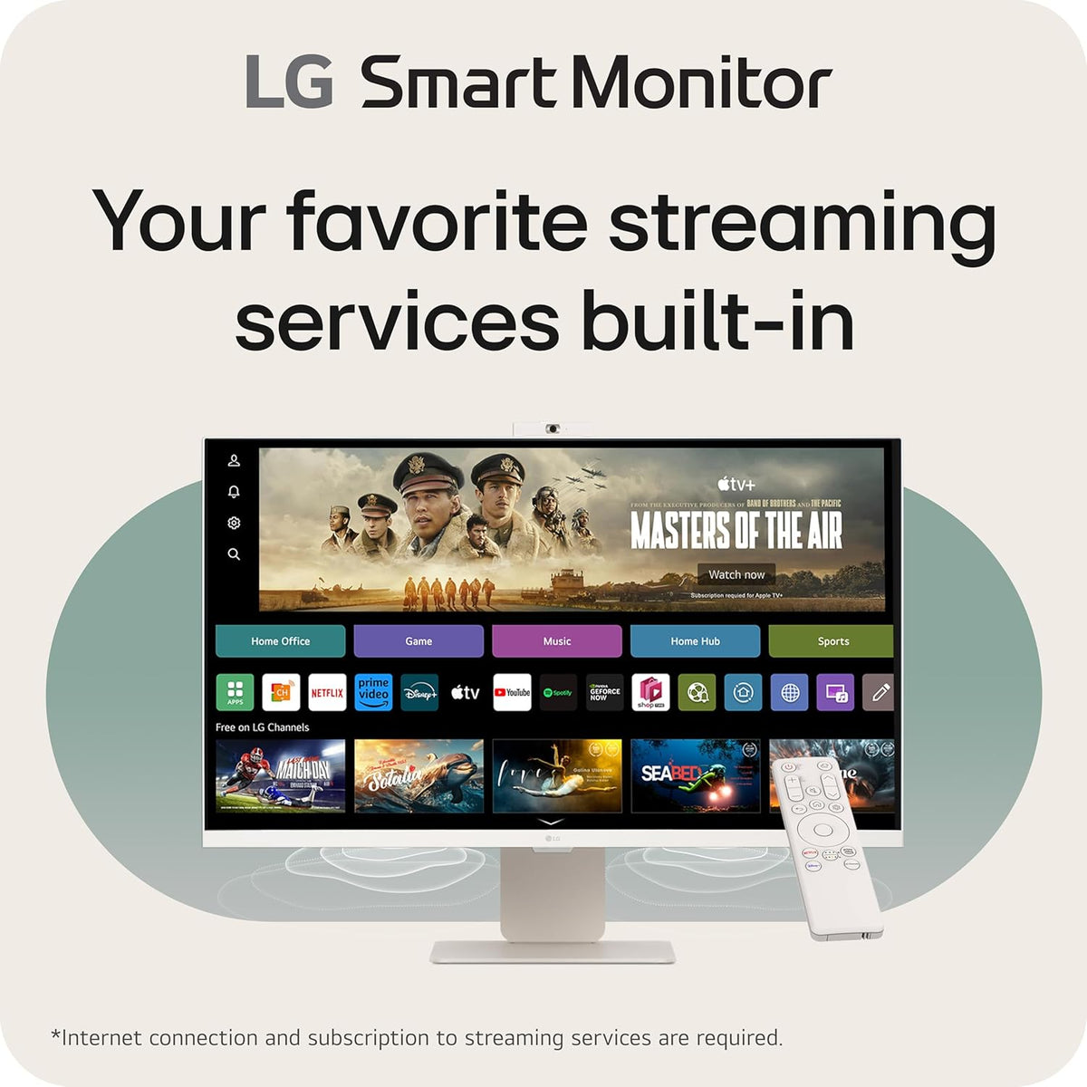 LG 32SR85U-W 32-inch MyView 4K UHD, IPS Display, webOS Smart Monitor, ThinQ Home, USB Type-C 90W PD, Built-in FHD Webcam & Speaker, HDR 10, AirPlay 2, Screen Share, Bluetooth, White
