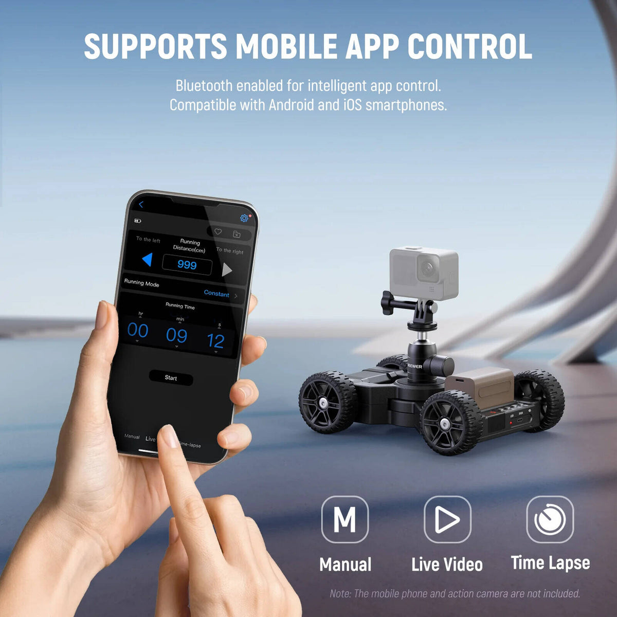 Neewer DL400 Upgraded Motorized Camera Slider Dolly with App Control, Ultra Quiet Powerful Dual Motor Drive, 5H Runtime, Compatible with GoPro iPhone Android Samsung Smartphone DSLR Camera Camcorder
