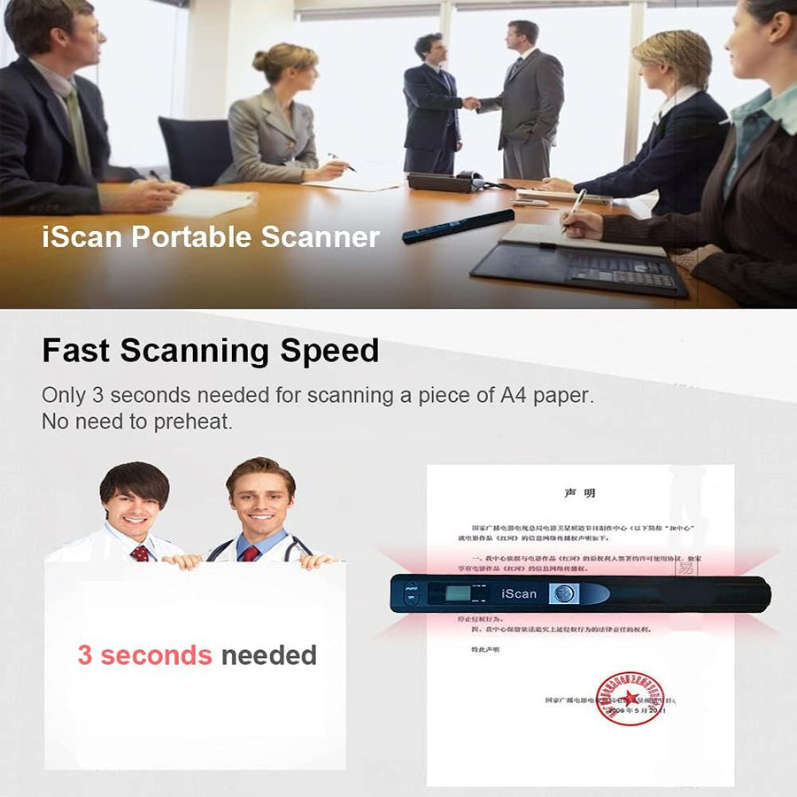 Honsto iScan Portable Scanner Mini Handheld Document Scanner A4 Book Scanner JPG and PDF Format 300/600/900 DPI