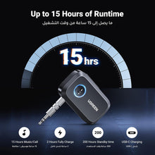 UGREEN Bluetooth Adapter 5.4 for Car, Bluetooth Receiver 3.5mm Jack with Built-in Microphone for Car Stereo/Speaker/Home Stereo/Wired Headphones,15H Battery Life