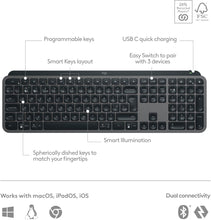 Logitech MX Keys S Wireless Keyboard, Low Profile, Fluid Precise Quiet Typing, Programmable Keys, Backlighting, Bluetooth, USB C Rechargeable, for Windows PC, Linux, Chrome, Mac - Graphite, INT Layout