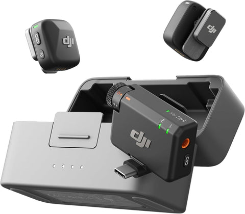DJI Mic Mini (2 TX + 1 RX + Charging Box), Ultra-Light, HQ Audio, 48 Hours Use, Noise Cancellation, Limit (Mic Mini (2 TX + 1 RX + Charging Box))