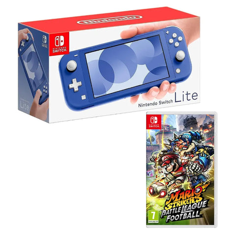 Nintendo Switch Lite – Blue with Mario Strikers: Battle League