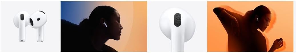 Apple AirPods 4 Wireless Earbuds, Bluetooth Headphones, Personalized Spatial Audio, Sweat and Water Resistant, USB-C Charging Case, H2 Chip, Up to 30 Hours of Battery Life, Effortless Setup for iPhone