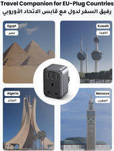 UGREEN 4-in-1 Travel Charger Adapter 30W Accepts Devices with UAE/KSA/UK Plugs for Use in Type C Sockets in European Plug Travel Converter Charger with 3 USB Ports, Type G 3 Pin to Euro C Plug