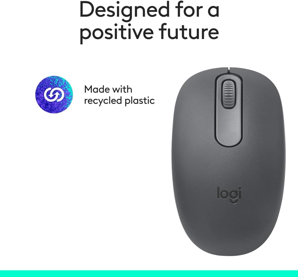 Logitech M196 Bluetooth Wireless Mouse, Compact and Portable Mouse for Laptops, Tablets and More, 12-Month Battery, Smooth Tracking, Compatible With PC and Mac, Windows and macOS - Graphite