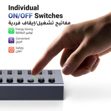 UGREEN Powered USB Hub 3.0, 7-Ports Charging Extender Data Hub (12V/2A Not Fast Charge) Splitter Extension, Power USB A Adapter with Individual On/Off Switches for Laptop, PC, HDD, Flash Drive