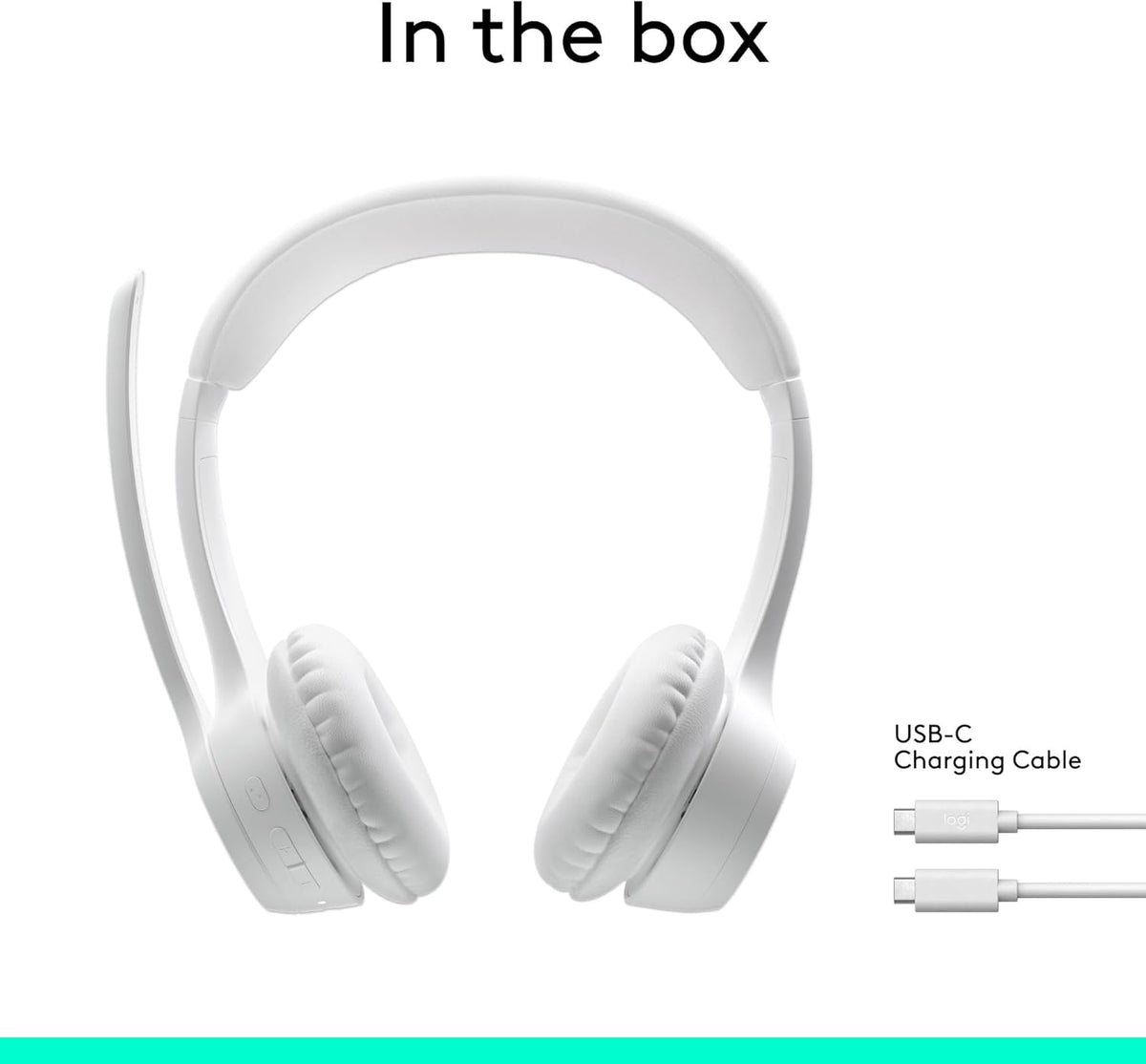 Logitech Zone 300 Wireless Bluetooth Headset With Noise-Cancelling Microphone, Compatible with Windows, Mac, Chrome, Linux, iOS, iPadOS, Android – Off White