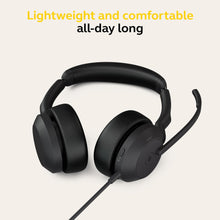 Jabra Evolve2 50 Wired Stereo Headset AirComfort Technology, Noise-Cancelling Mics & Active Noise Cancellation, MS Teams Certified, Works with All Other Platforms,USB-C, Black