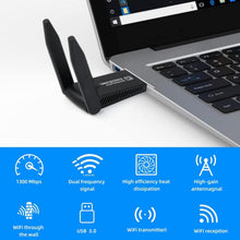 Lullaxx USB WiFi Adapter, 1300Mbps 5dbi WiFi Receiver 802.11 Dongle with High-Performance 5Ghz/2.4Ghz Dual Band Antenna for Desktop PC Laptop Tablet, Supports Windows XP/7/8/10, Mac OS X