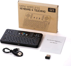 KASTWAVE Mini Wireless Keyboard, Q9 Portable Rechargeable Keyboard with Touchpad Colorful Backlit, Handheld Remote Keyboard for PC,Raspberry Pi 4, Android TV Box,KODI,Windows 7 8 10