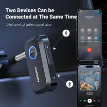 UGREEN Bluetooth Adapter 5.4 for Car, Bluetooth Receiver 3.5mm Jack with Built-in Microphone for Car Stereo/Speaker/Home Stereo/Wired Headphones,15H Battery Life