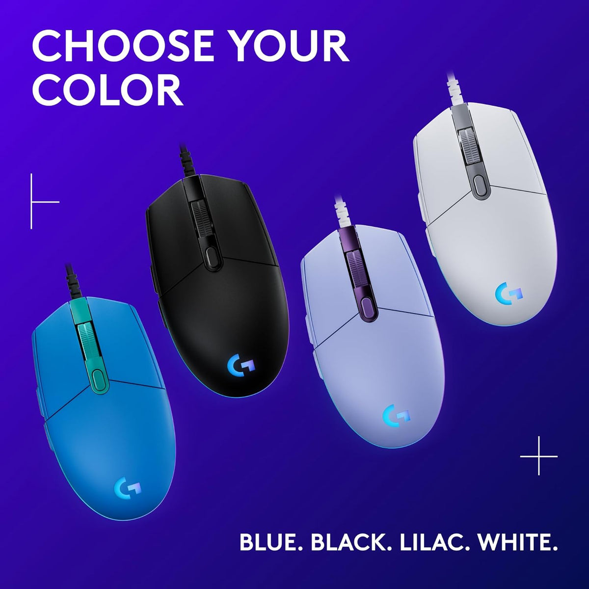 Logitech G Logitech G203 Wired Gaming Mouse, 8,000 Dpi, Rainbow Optical Effect Lightsync Rgb, 6 Programmable Buttons, On-Board Memory, Screen Mapping, Pc/Mac Computer And Laptop Compatible - Black