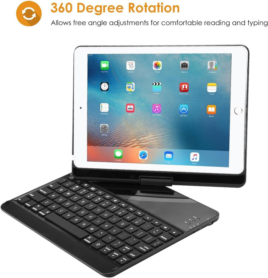 ProCase Keyboard Case for iPad Air/Air 2/ iPad 9.7 6th 5th 2017 2018/ iPad Pro 9.7 2016-360 Degree Rotation Swivel Cover Case