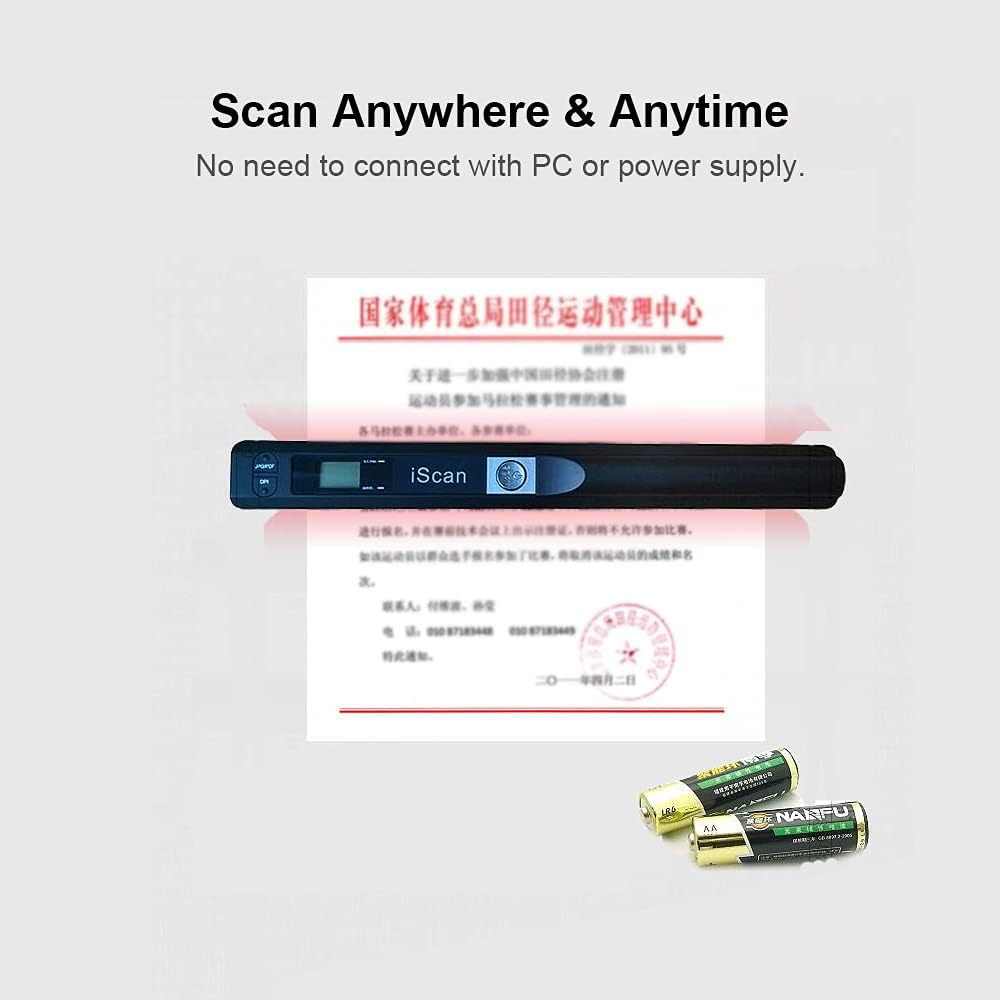 Honsto iScan Portable Scanner Mini Handheld Document Scanner A4 Book Scanner JPG and PDF Format 300/600/900 DPI