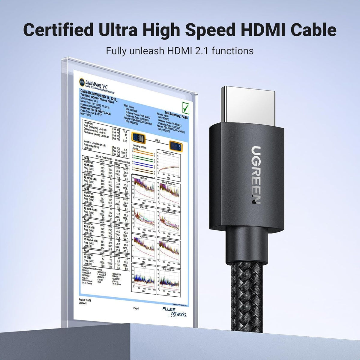 UGREEN HDMI Cable 2M 8K HDMI 2.1 Ultra HD High-Speed 48Gbps 8K@60Hz Braided Cord eARC Dynamic HDR Dolby Vision Compatible with MacBook Pro PS5 Switch TV Xbox Roku UHD TV Blu-ray Projector
