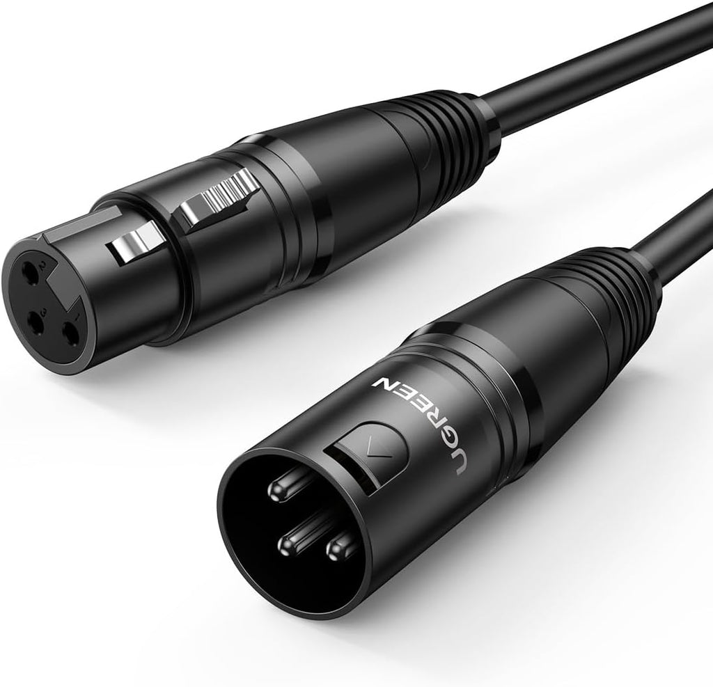 UGREEN XLR Cable, Microphone XLR Male to Female Extension Cable 2M Jack Extender Cord for PA System, Studio Recorder, Amplifier, Mixer, Speaker System, or Professional Recording, Playing Live