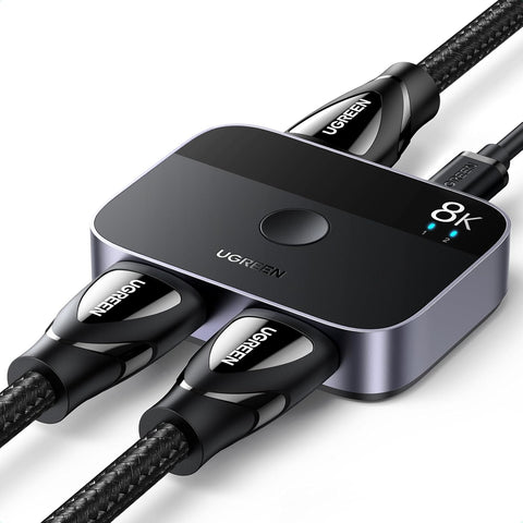 UGREEN HDMI 2.1 Switch 8K@60Hz Bi-directional Selector, 2 in 1 Out & 1 in 2 Out, 4K@120Hz HDMI Switcher, Support 3D/CEC/HDR/Dolby, Compatible with PS5/PS4 Fire Stick Xbox Apple TV Blu-Ray Player