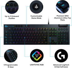 Logitech G815 Lightsync Rgb Mechanical Gaming Keyboard – Gl Tactile - Carbon - Us Int'L - Usb