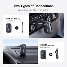 UGREEN Bluetooth Adapter 5.4 for Car, Bluetooth Receiver 3.5mm Jack with Built-in Microphone for Car Stereo/Speaker/Home Stereo/Wired Headphones,15H Battery Life