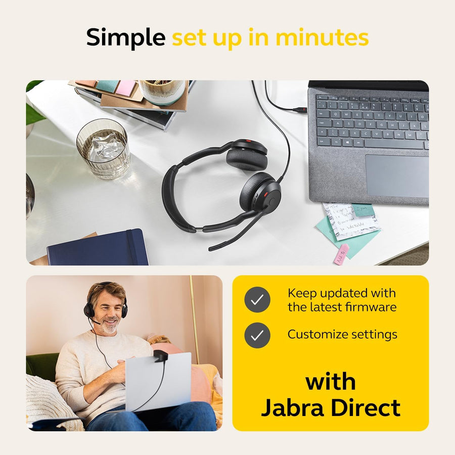 Jabra Evolve2 50 Wired Stereo Headset AirComfort Technology