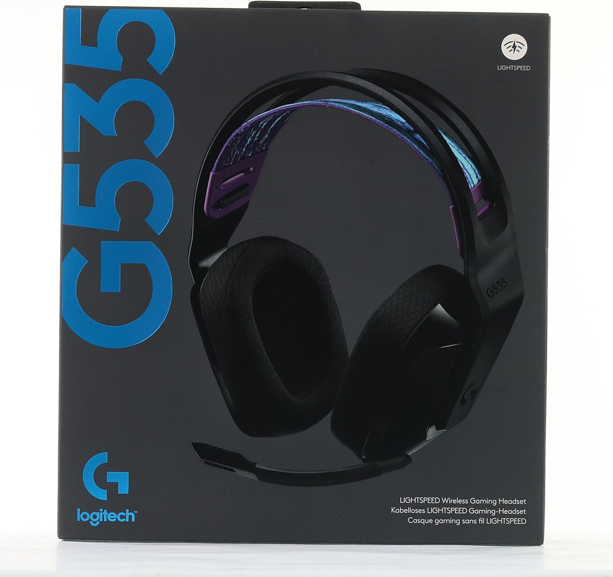 Logitech G535 LIGHTSPEED Wireless Gaming Headset - Lightweight on-ear headphones, flip to mute mic, stereo, compatible with PC, PS4, PS5, USB rechargeable - Black