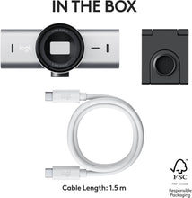 Logitech MX Brio Ultra HD 4K Collaboration and Streaming Webcam, 1080p at 60 FPS, Dual Noise Reducing Mics, Show Mode, USB-C, Webcam Cover, Works with Microsoft Teams, Zoom, Google Meet - Pale Grey