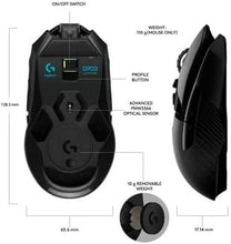 Logitech G903 LIGHTSPEED Wireless Gaming Mouse W/Hero 25K Sensor, PowerPlay Compatible, 140+ Hour with Rechargeable Battery and Lightsync RGB, Ambidextrous, 107G+10G optional, 25,600 DPI, Black