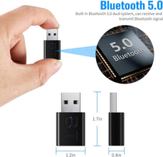 USB Bluetooth Receiver Adapter, 2-in-1 USB Bluetooth 5.4 Audio Receiver, Wireless Music Adapter for Car Stereo/Home System, Portable Speakers, Includes 3.5mm Cable