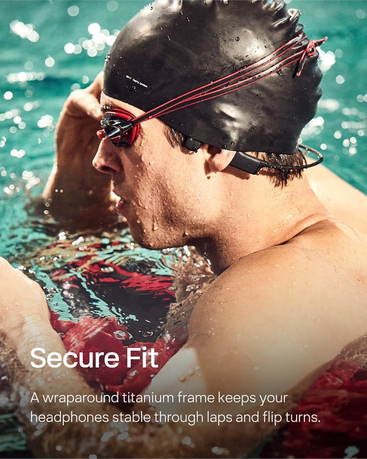 SHOKZ OpenSwim(formerly Xtrainerz) Swimming MP3 Headphones, Open-Ear Bone Conduction Headset, IP68 Waterproof, 4 GB Memory, MP3 Player For Swimming, Surfing, Running【No Bluetooth】（Black Diamond）