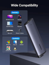 UGREEN NVME Enclosure, M.2 NVME SSD Enclosure USB 3.2 10 Gbps for NVMe PCIe M-Key/M+B Key in 2230/2242/2260/2280 with USB CC and AC Cable, Tool-free