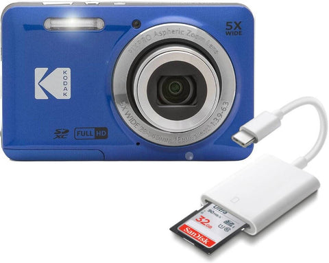 Kodak PIXPRO FZ55 Digital Camera with SanDisk 32GB Ultra & SD Memory Card Reader, 2.7