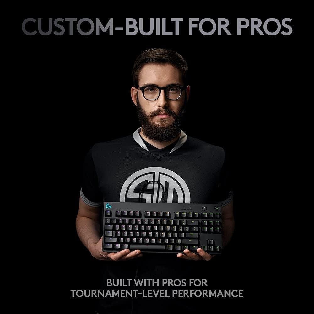 Logitech G PRO Mechanical Gaming Keyboard, Ultra Portable Tenkeyless Design, Detachable Micro USB Cable, 16.8 Million Color LIGHTSYNC RGB backlit keys - Black