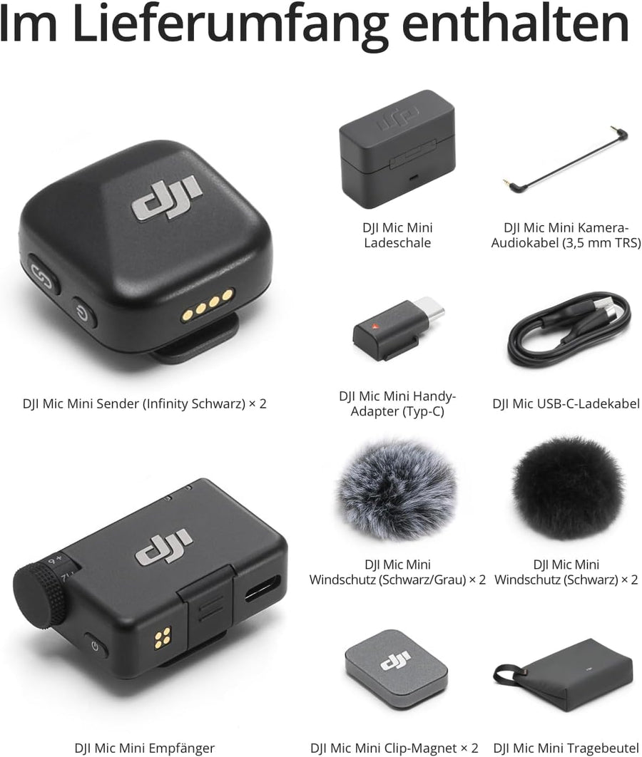 DJI Mic Mini (2 TX + 1 RX + Charging Box), Ultra-Light, HQ Audio, 48 Hours Use, Noise Cancellation, Limit (Mic Mini (2 TX + 1 RX + Charging Box))