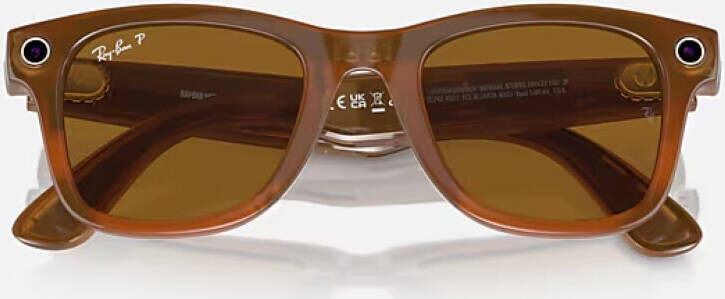 Meta Ray-Ban Smart Glasses Wayfarer Large 53/22/155 Shiny Caramel Polar Brown RW4008