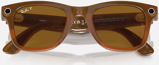 Meta Ray-Ban Smart Glasses Wayfarer Large 53/22/155 Shiny Caramel Polar Brown RW4008