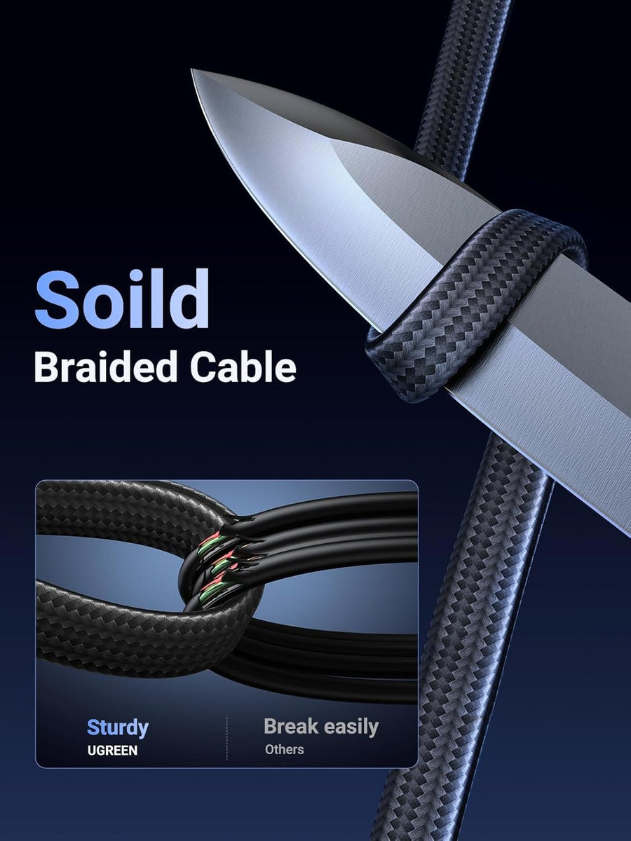 UGREEN Ethernet Cable 3M Cat 8 Internet Network Cable Flat Braided Shielded 40Gbps 2000MHz RJ45 Cord Compatible