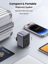 UGREEN 4-in-1 Travel Charger Adapter 30W Accepts Devices with UAE/KSA/UK Plugs for Use in Type C Sockets in European Plug Travel Converter Charger with 3 USB Ports, Type G 3 Pin to Euro C Plug