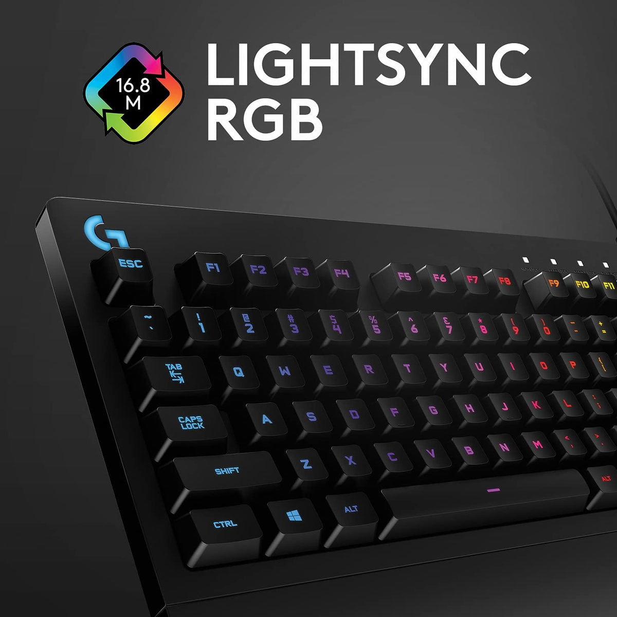 Logitech G G213 Prodigy Gaming Keyboard, RGB Lightsync Backlit Keys, Spill-Resistant, Customizable Keys, Dedicated Multi-Media Keys, Qwerty Us International Layout - Black