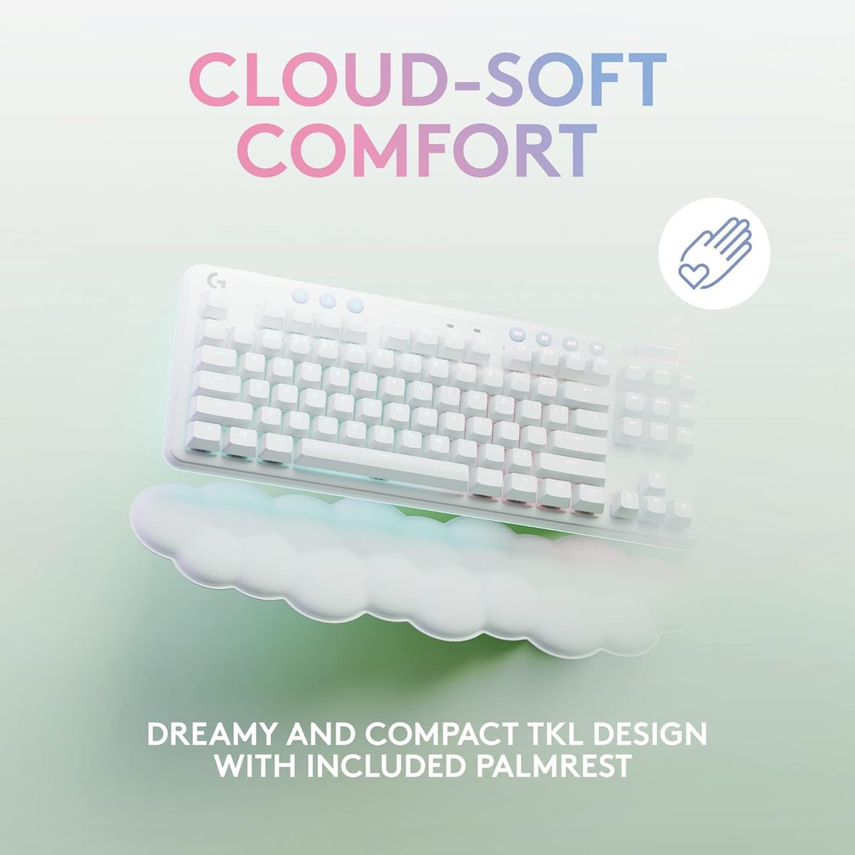 Logitech G G715 Wireless Mechanical Gaming Keyboard with LIGHTSYNC RGB Lighting, LIGHTSPEED, Tactile Switches (GX Brown) and Keyboard Palm Rest, PC and Mac Compatible - White Mist