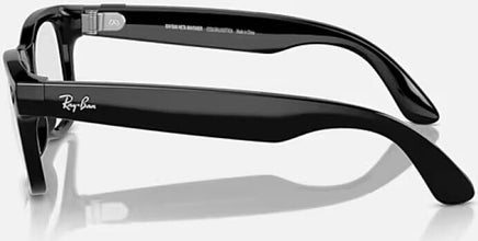 Ray-Ban META WAYFARER Smart Wearable Sunglasses, Regular Fit, Touch, Voice And AI Assistant Controls, 32GB Storage, Wifi 6, BT 5.2, Shiny Black Frame, Clear Lenses | RW4006
