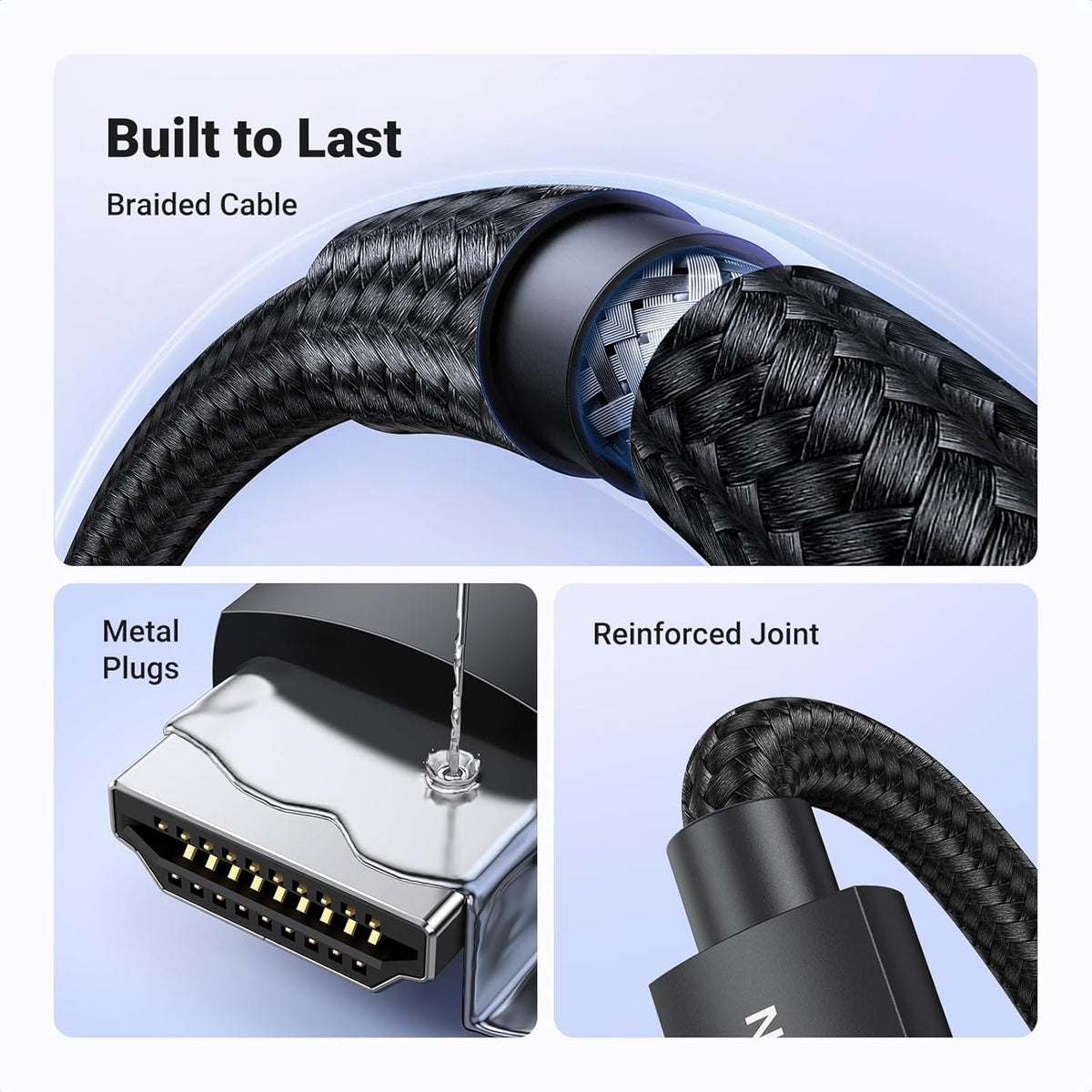 UGREEN HDMI Cable 2M 8K HDMI 2.1 Ultra HD High-Speed 48Gbps 8K@60Hz Braided Cord eARC Dynamic HDR Dolby Vision Compatible with MacBook Pro PS5 Switch TV Xbox Roku UHD TV Blu-ray Projector