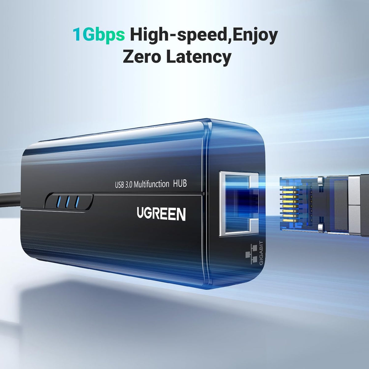 UGREEN USB 3.0 Hub Ethernet Adapter with 3 Port USB 3.0 Ethernet Gigabit Network Converter RJ45 Lan Adaptor Compatible with MacBook Pro/Air, iMac Pro, Surface, Chromebook, Switch Console