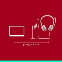 Logitech H390 Wired Headset for PC/Laptop, Stereo Headphones with Noise Cancelling Microphone, USB-A, In-Line Controls, Works with Chromebook - Rose