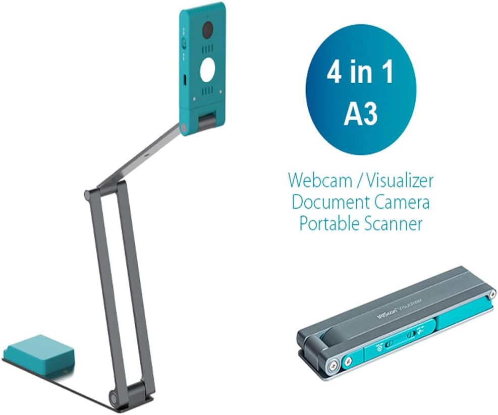 IRIScan Visualizer Webcam Document Camera v7: 4KUltraHD-13MP,Free Readiris PDF OCR, 4in1,Viewer,A3 Scanner,Portable Scanner,Video Conference,AI Micro,Auto Focus,LED,USB, WinMac